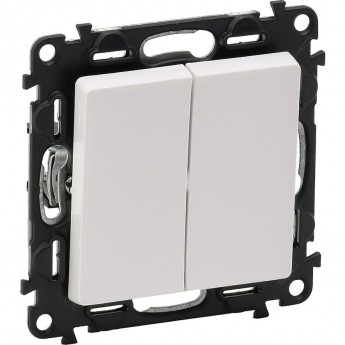 Переключатель LEGRAND Valena LIFE двухклавишный 10А 250В с лицевой панелью безвинтовые зажимы белый