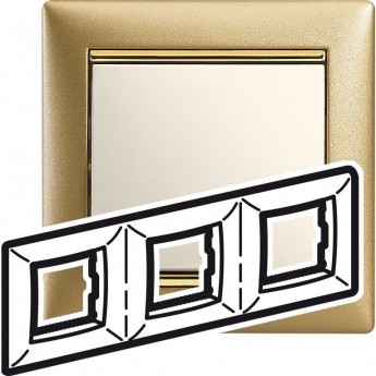 Рамка LEGRAND Valena 3 поста матовое золото