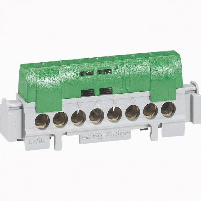 Клемма зеленая LEGRAND 1х6-25+16х1.5-16мм.кв 004835